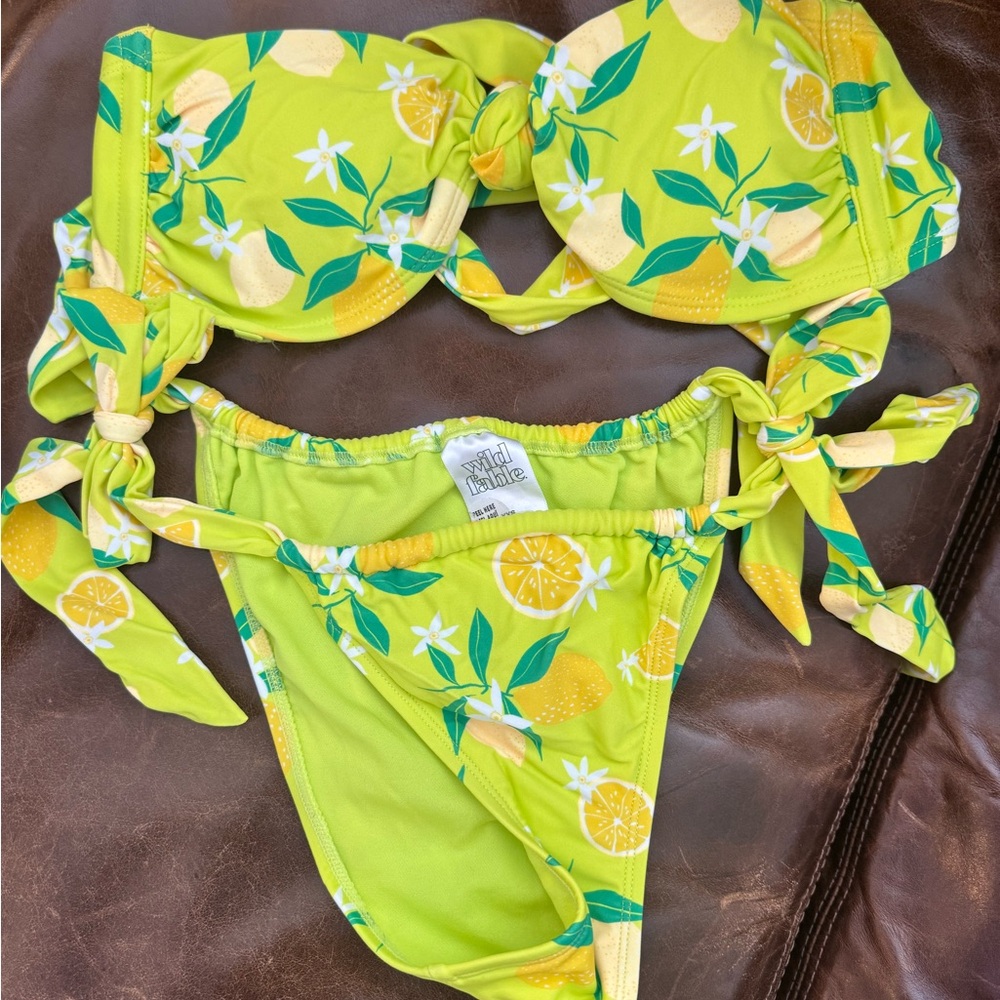Target Lemon Print Bikini - Green and Yellow